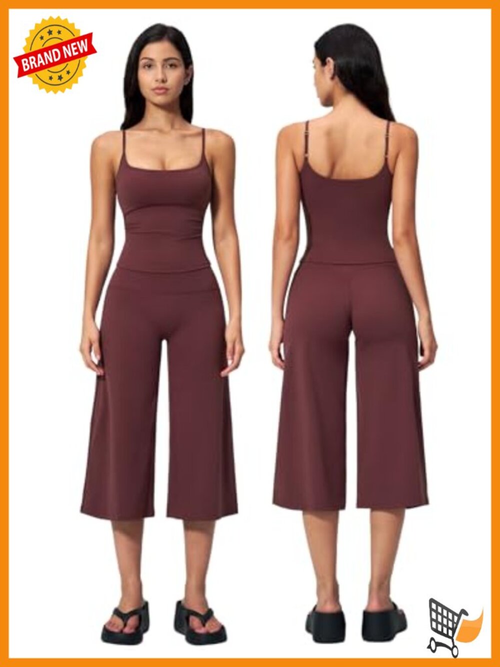 Two Piece Workout Set Halter Sports Bra Wide Leg Capri Pants Yoga Gym